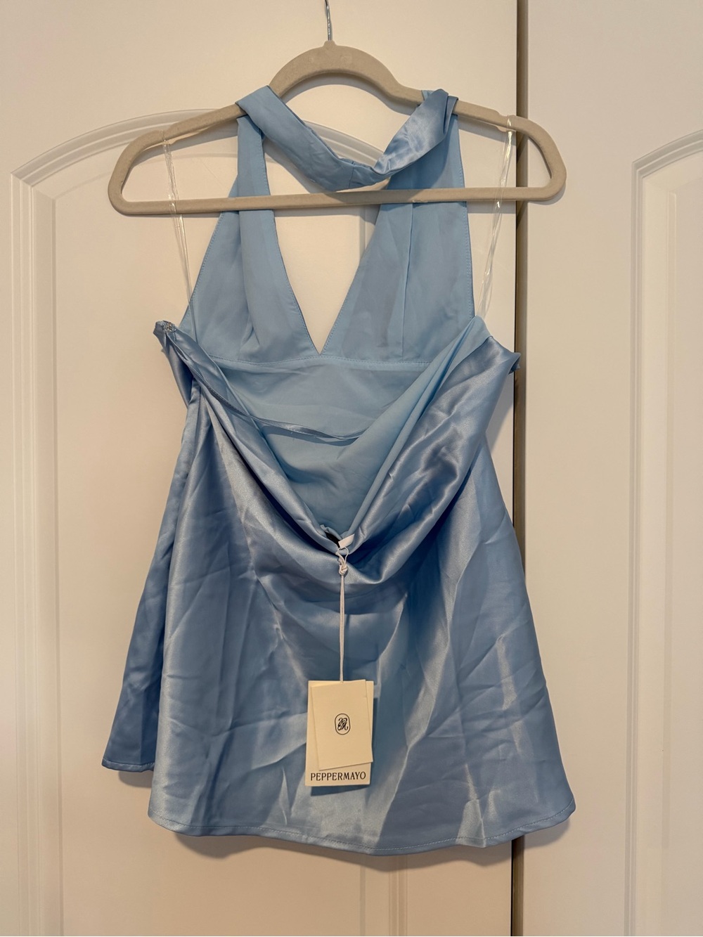Peppermayo Pale Blue Halter Mini Dress - Picture 3 of 4